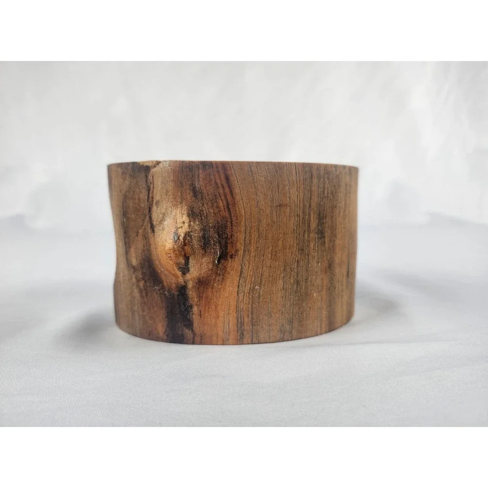 Handcrafted Live Edge Wood Tealight Holder Etched Forest Scene Rustic Decor Gift